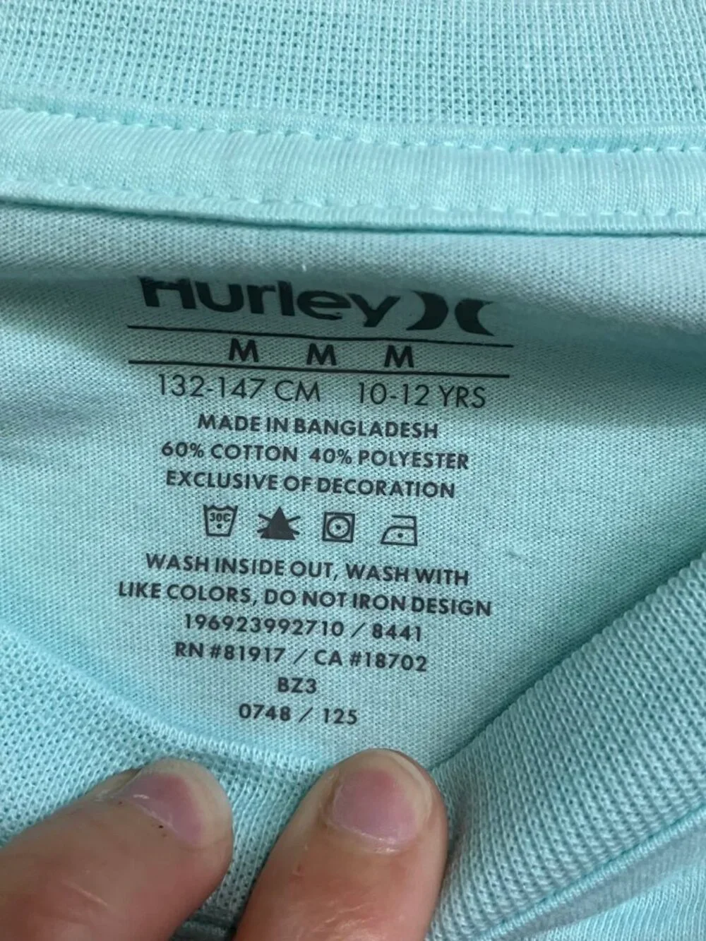 Hurley 2 Piece Set Shorts Tee Boys Size Medium 10-12 Blue Aqua Palm Graphic